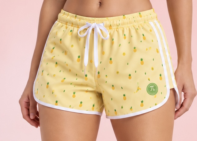 28B7E36A-C442-432C-AC96-D1D0C7815D01 Pineapple Drift Women's Board Shorts – Back View | Quick-Dry Beach Shorts India | Pi Clothings