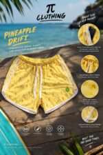 Pineapple Drift Women's Board Shorts – Lifestyle Shot | Pi Clothings India